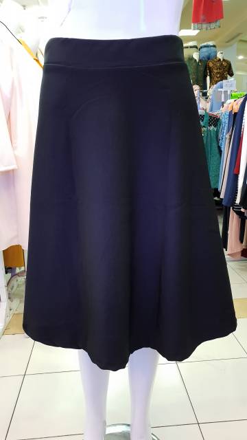 Rok Megar Pendek Flare 78 Panjang Scuba Tebal ROK Hitam cewek wanita ROK PANJANG-2