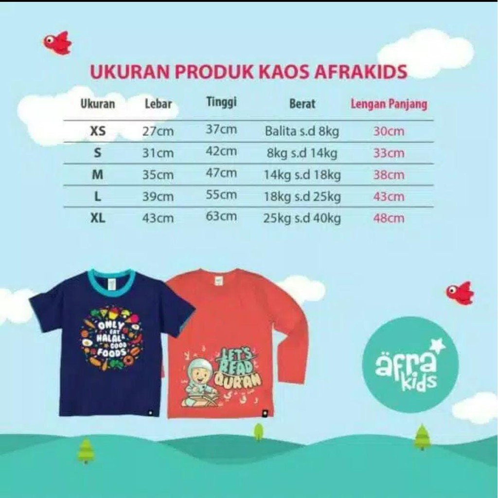 PROMO Kaos Afrakids Size Kecil  AF103 AF104 AF106 AF108 AF111 AF113 AF114 AF118 AF122 AF123 AF159