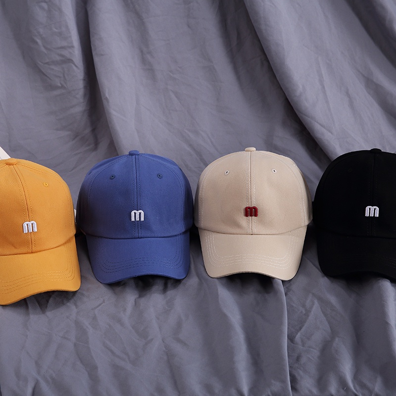 M Letter Baseball Cap Curved Brim Retro Soft Top Casual Hip-hop