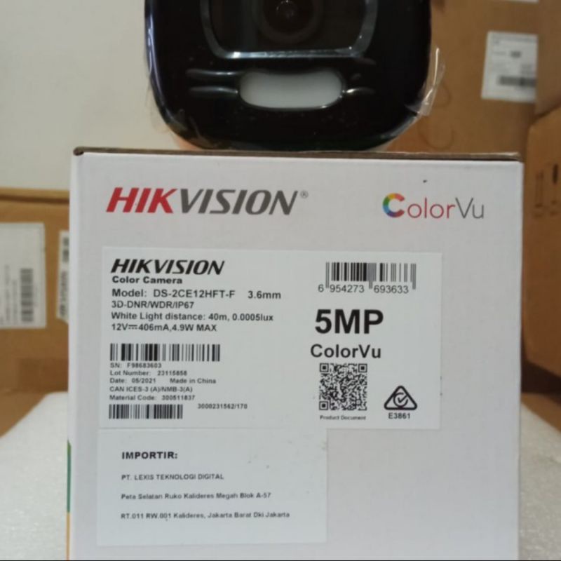 Kamera Cctv Outdoor Hikvision DS-2CE12HFT-F 5mp ColorVu Original Hikvision