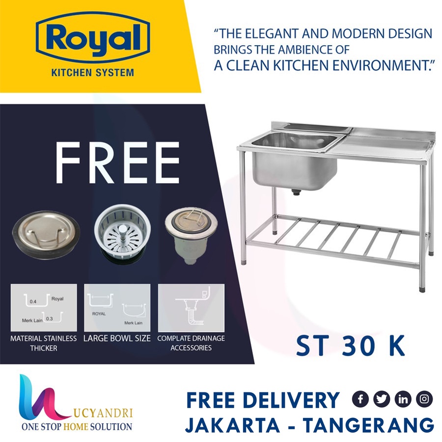 KITCHEN SINK ROYAL ST 30 K MEJA BAK CUCI PIRING PORTABLE KITCHEN SINK ST 300