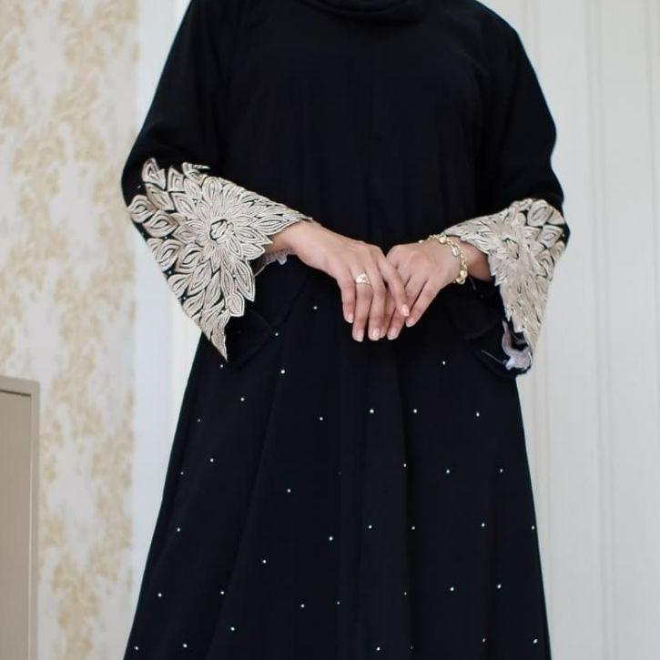 {MURMER} Gamis Abaya Arab Hitam Abaya Bordir Kombinasi Renda Dress Abaya Turkey Dubai India Arab