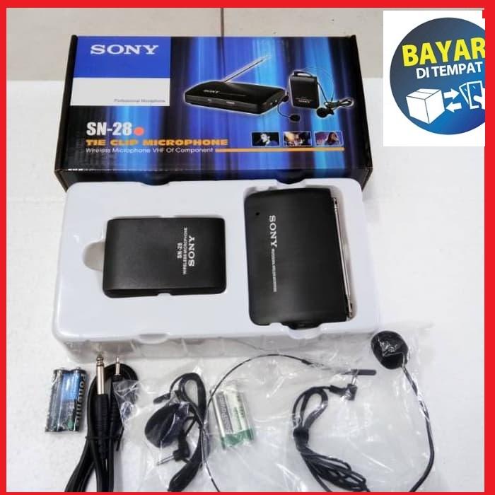 Mic Wireless SONY SN-28 CLIP ON + Headset ( BANDO ) Suara Mantap Berkualitas