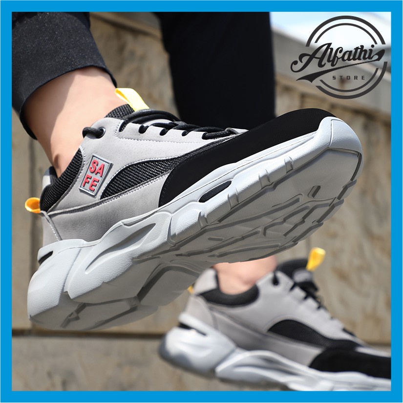 AlFathi Sepatu Safety Sneakers Sport New Ori By Guyisa Grey Black