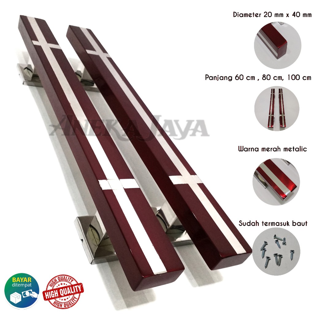 Handle Pintu rumah panjang 60 cm 80 cm 100 cm Tarikan Pintu Pegangan Pintu rumah minimalis merah