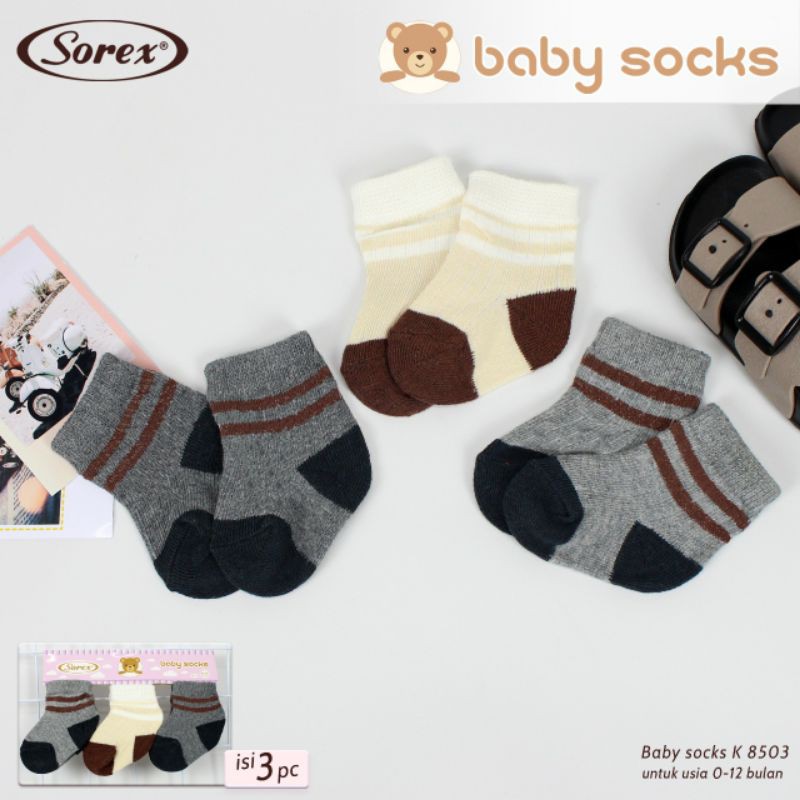 KAOS KAKI ANAK BAYI BABY SOCK SOREX K 8503 ISI 3PCS