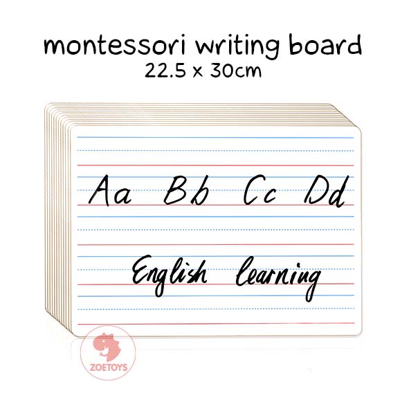 Zoetoys Montessori Writing Board 22.5 X 30cm | White Board Two Side Papan Tulis Dua Sisi | Wipe Clean Mainan Edukasi Anak