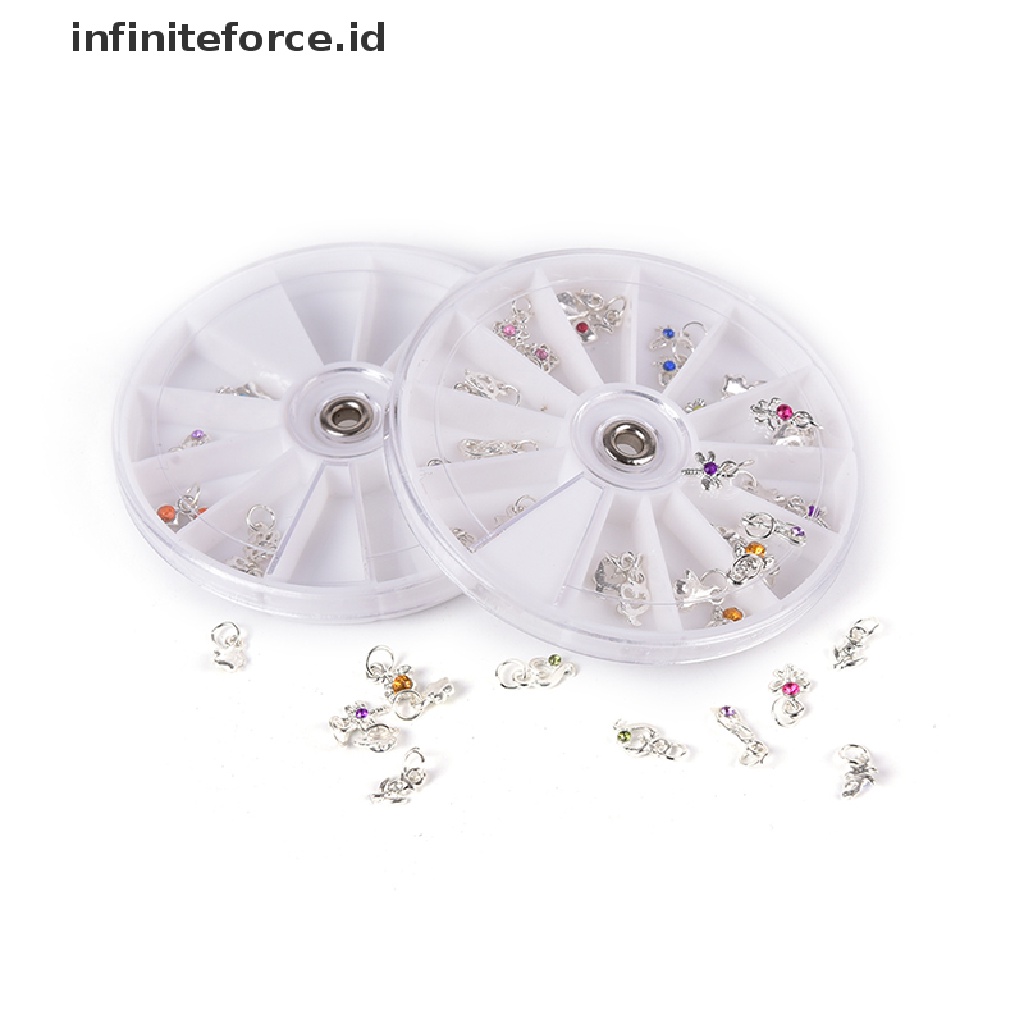 Infiniteforce.id Alat Bor Tangan Pembuat Lubang Pierce + 24 Liontin Menjuntai Untuk Nail Art