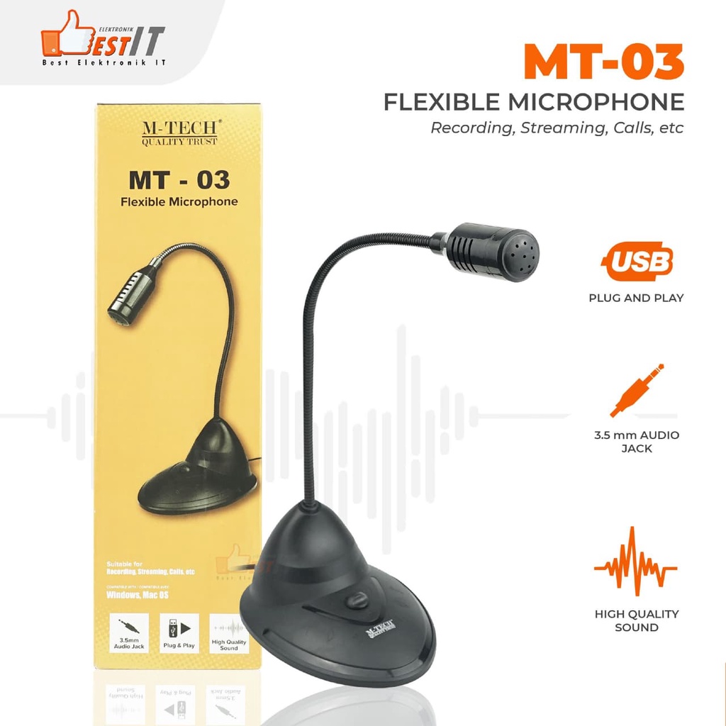 Mic Microphone Stand Jack 3.5mm M-tech MT-03