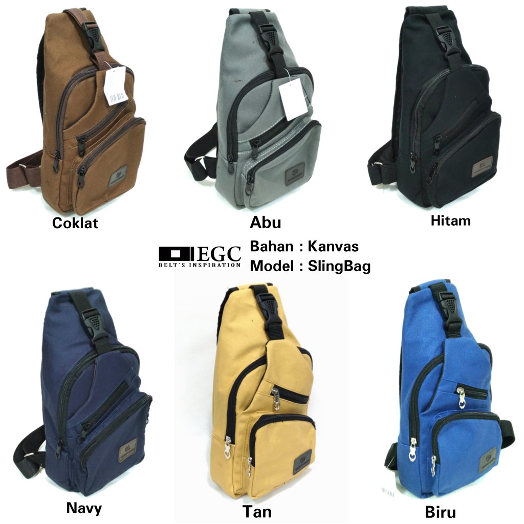 Tas Slempang Kanvas Pria Sling Bag Cowok Travel Bag Laki Tas Kecil Cowo Selempang - 3Sleting