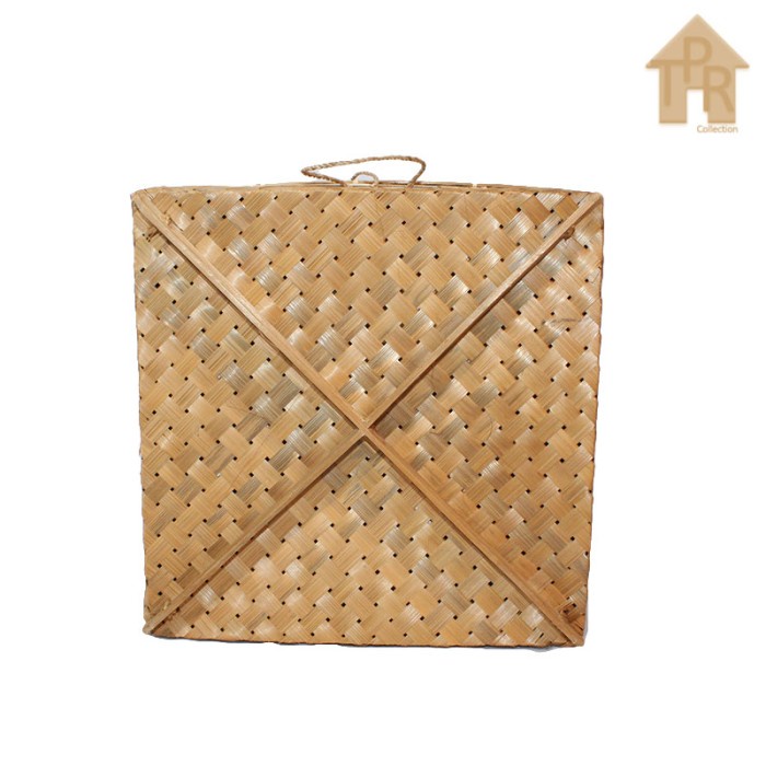 Bambu - Box Sokase Tempat Roti / Warna Natural Smoked 25x25cm.