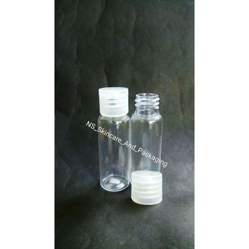 Botol fliptop 20ml / Botol PET 20 ml Natural Fliptop ( Tutup Natural )