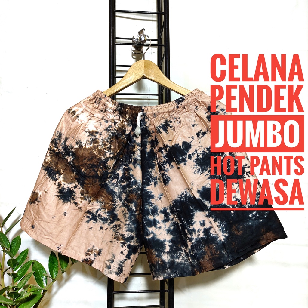 Hot Pants Celana Pendek Wanita Jumbo Tie Dye Bahan Rayon