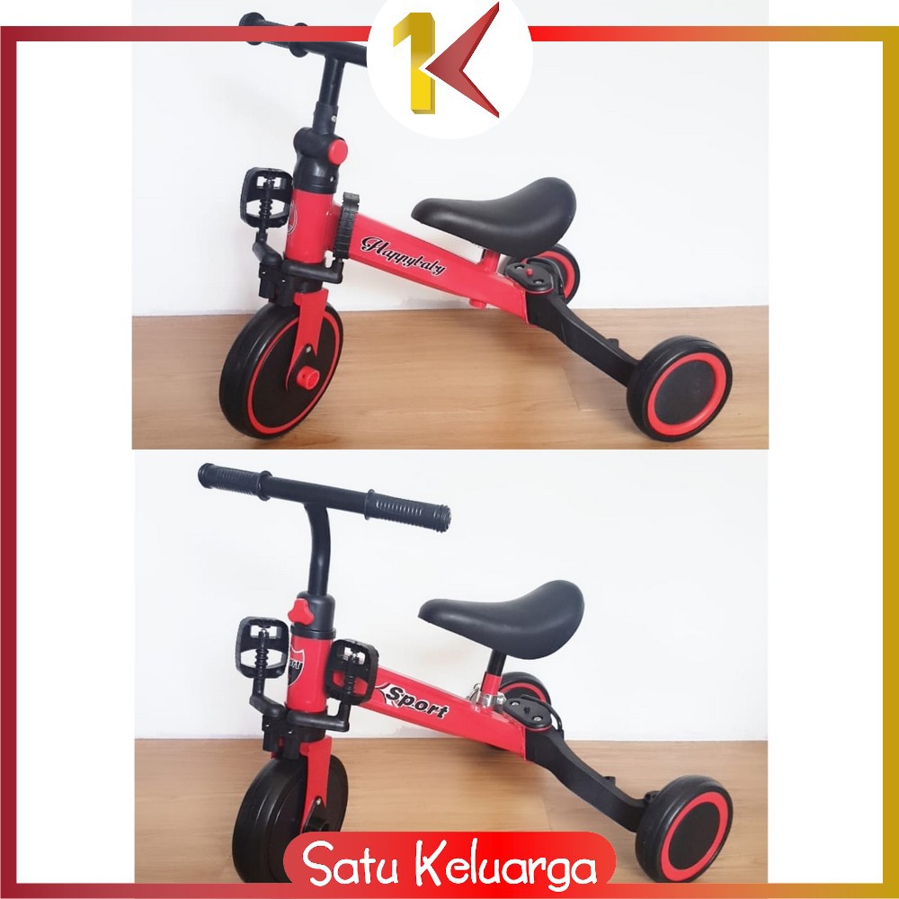 SK-M97 Mainan Sepeda Anak 3 Roda 2in1 Sepeda Keseimbangan Anak Balance Bike Ride On Anak Push Bike-MERAH