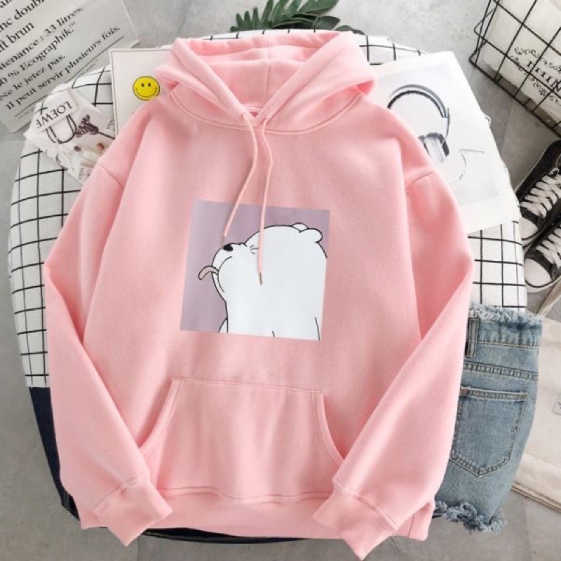 HOODIE BEAR WHITE (DIGITAL PRINTING) Size M - XXXL