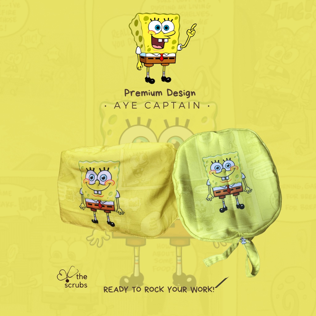 Napoli Premium (Surgical Hat/Surgical Cap) Aye Captain (Spongebob 3)
