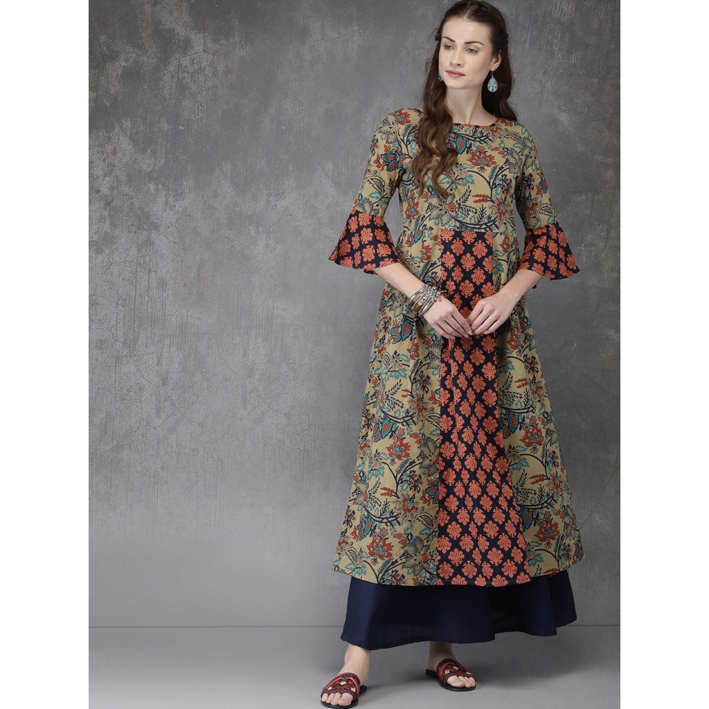 Ready Anouk Kurti Olive Green Size S / Kurti India / Anarkali India / Dress India / baju Lebaran