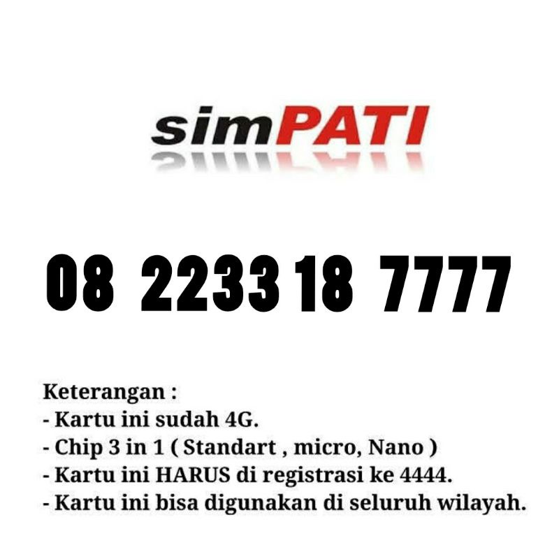 combo sakti nomor cantik telkomsel simpati seri kwarted 08 2233 18 7777
