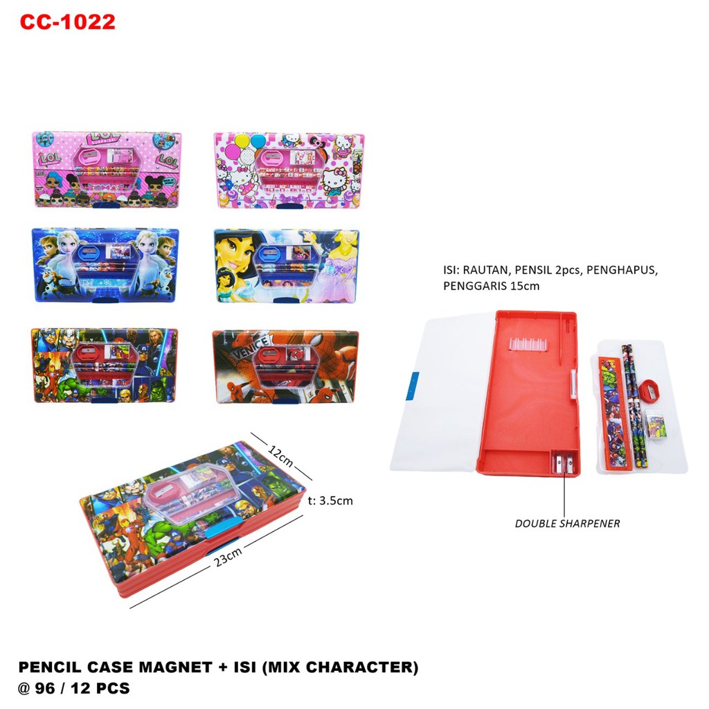 

Tempat Pensil Magnet Uk Besar Jumbo+ Set Paket Alat Tulis Study Sationery set / Kotak Pensil Magnet Besar Jumbo Big Size CC-1022/ 9535