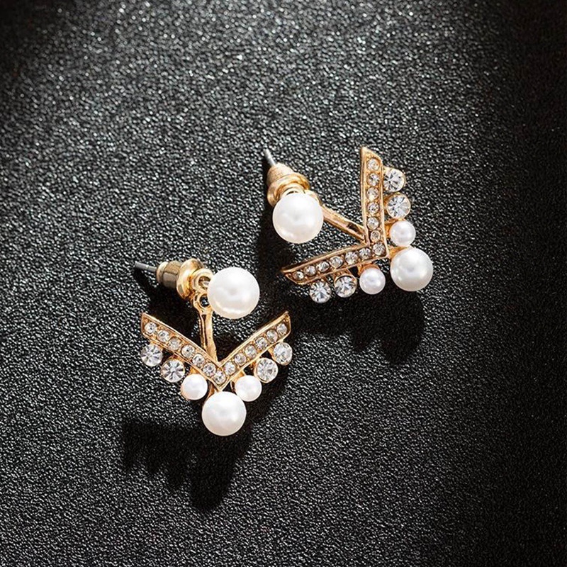 Anting Stud Tindik Hias Mutiara Gaya Modern Untuk Wanita