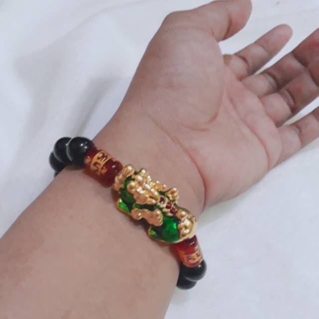 gelang naga pixiu rainbow batu asli imitasi emas HK xuping premium