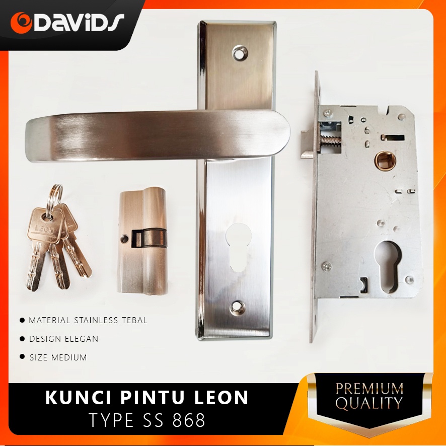 Kunci Pintu Rumah Set Hendel Kamar Set Minimalis Pegangan Handle Handel Slot Tanggung Leon Stainless