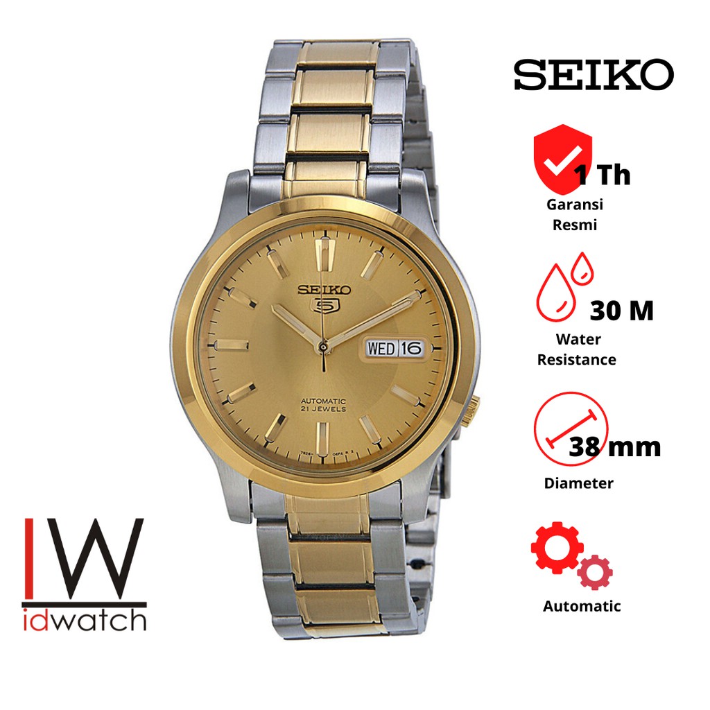 Seiko 5 SNK792K1 Automatic Jam Tangan Pria Original SNK792 Cowok Strap Rantai Stainless
