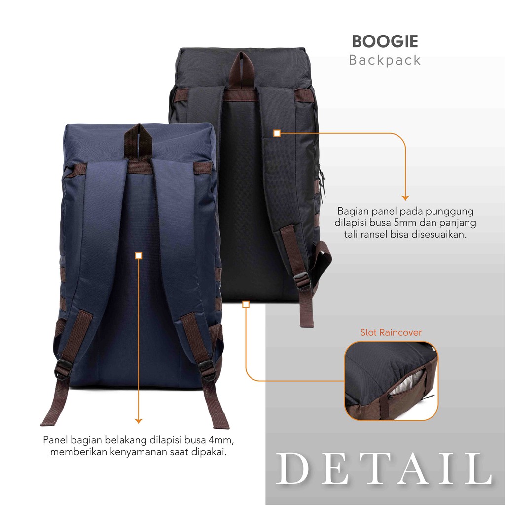 [BISA COD] Tas Ransel Laptop Boogie Size Besar Muat Banyak Pria Wanita Tas Kuliah Kerja Sekolah