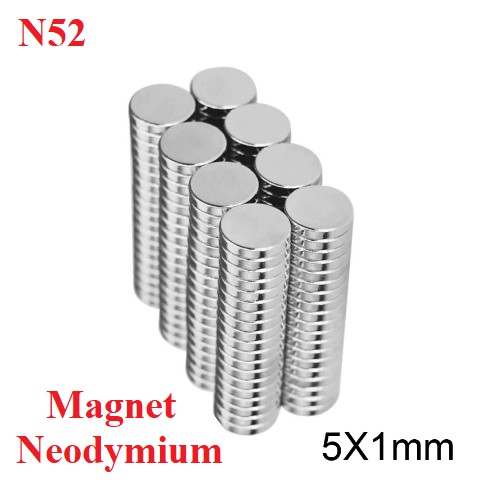 Magnet Neodymium Bulat Putih Koin 5x1mm 5x1 mm 5 x 1 Neodimium N52 Strong Kuat