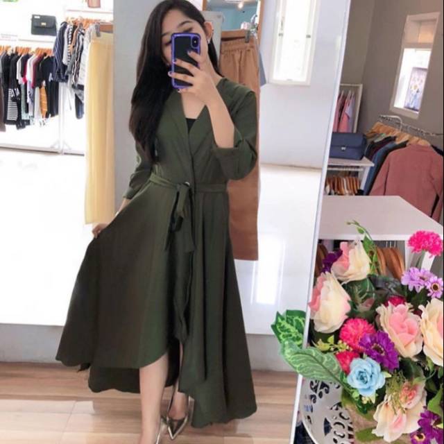 Dress ikat by Prabujaya Outfit Warna army