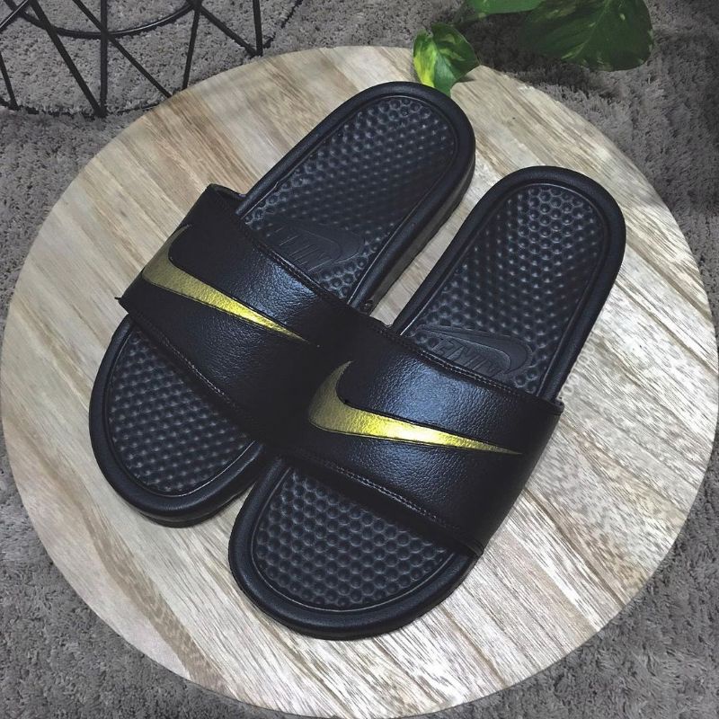 Sandal Slop Nike Ceklist Unisex Story Distro Pria Dan Wanita-Gold