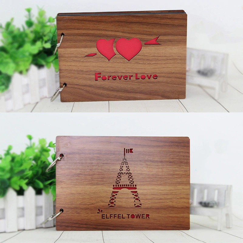 

Good deal Produk Impor Baru Hitam Karton Kayu Kreatif Handmade Loose-Leaf Scrapbook Album 8 Inch