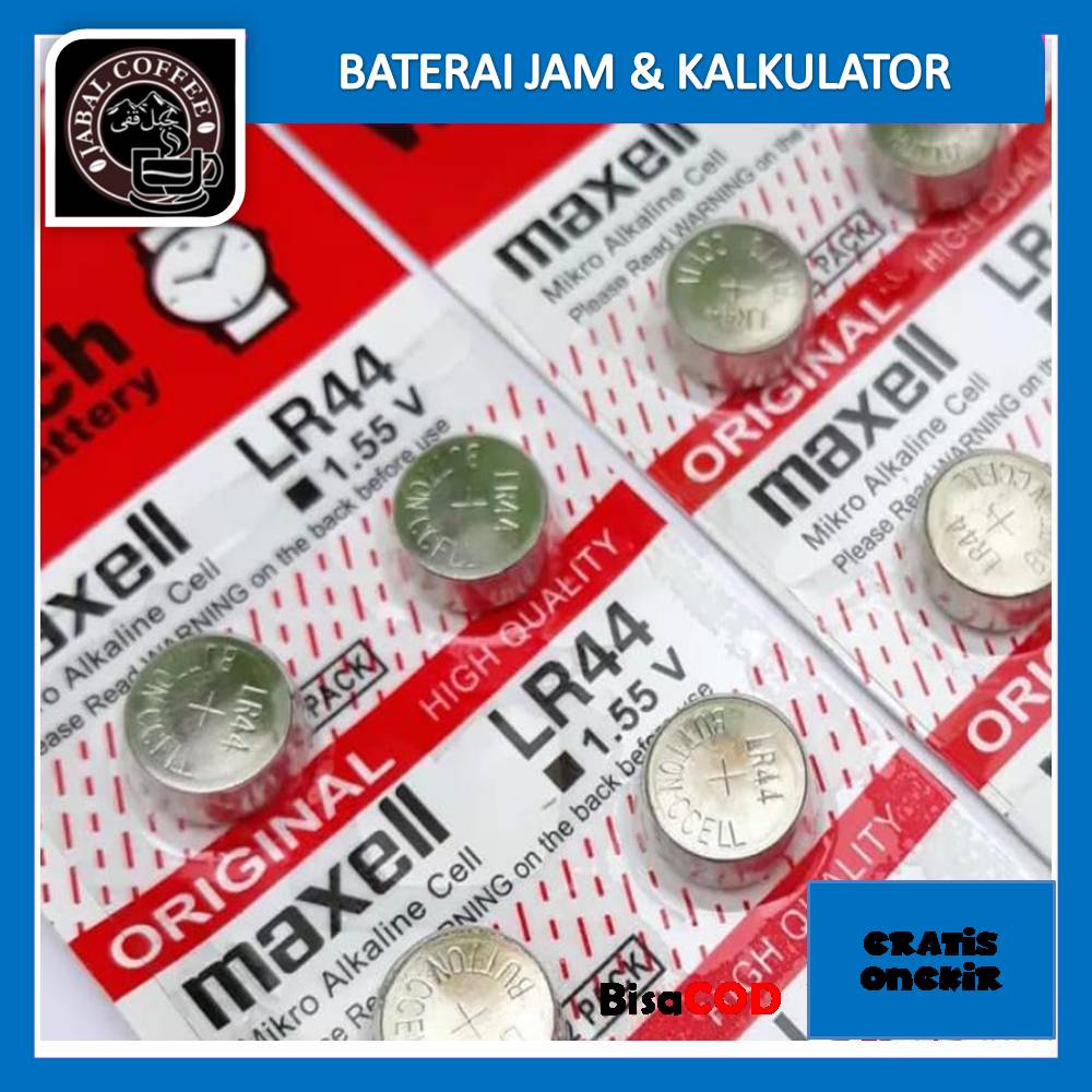 Baterai Jam Tangan Kalkulator AG13 SR LR44 / Baterai Jam Kancing Maxel LR44 Merah 015