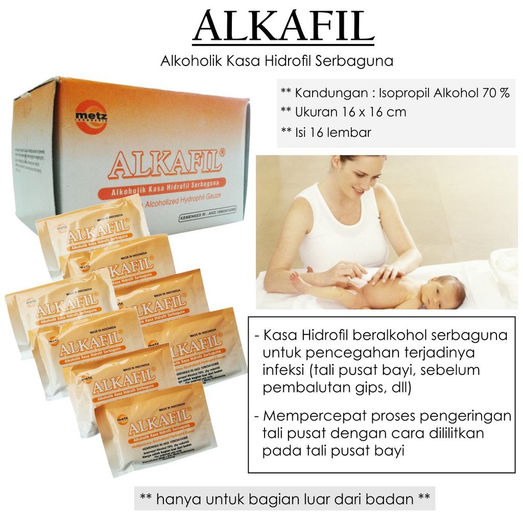 Alkafil Kasa Alkohol Tali Pusar Bayi 16 Sachets