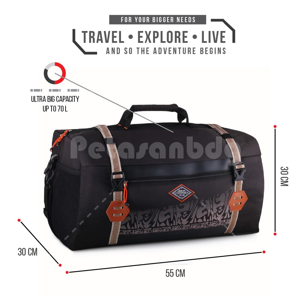 PTS -Gear Bag Eternity Crossover Travel Bag – Duffle Bag  – Black + FREE Eternity Crossbody Bag - Black - Tas Mudik Lebaran