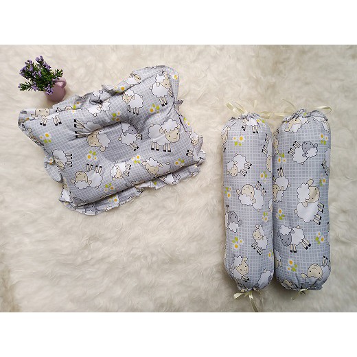 TERMURAH!! 1SET BANTAL &amp; GULING BAYI MOTIF PERLENGKAPAN TIDUR BAYI 1BANTAL 2GULING (KAWAII)