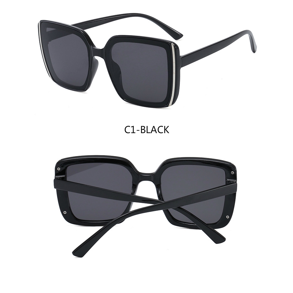 Korean style big frame ins fashion personality square trend silver side sunglasses for men and women