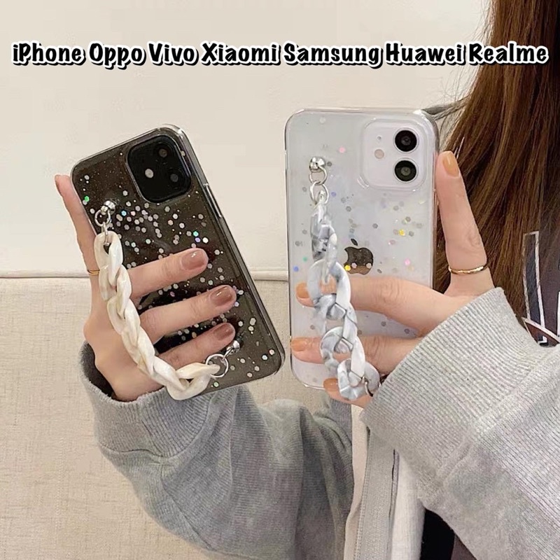 Case Glittery Chain Marble Xiaomi Redmi Note Oppo Reno Realme 2 3 4 5 6 7 8 9 10 Pro Lite 4g 5g