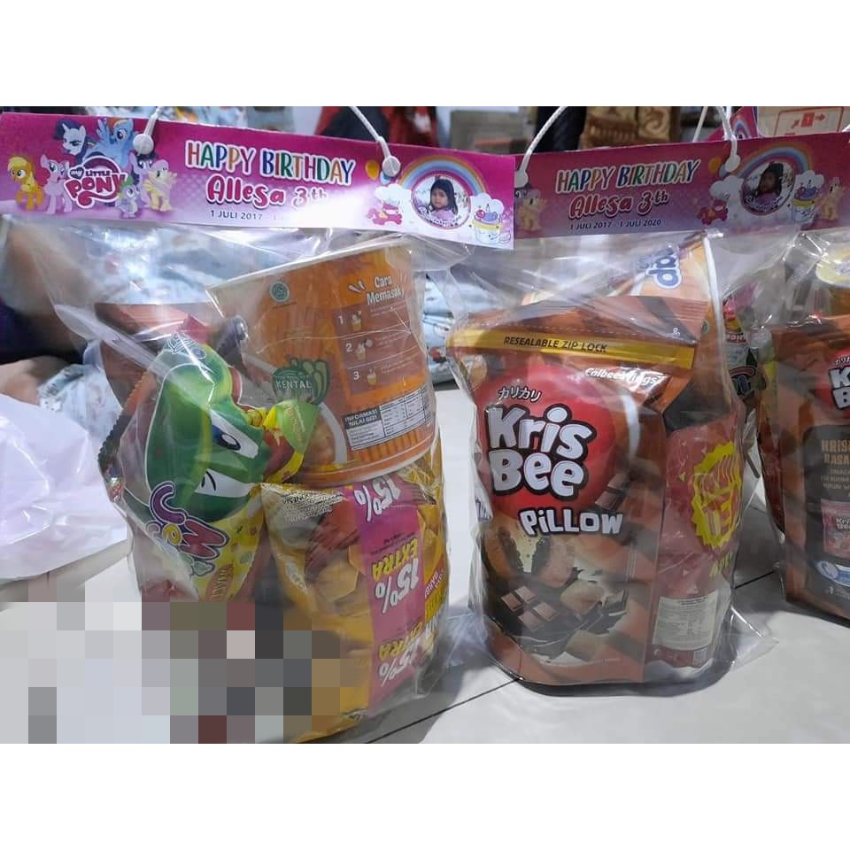 

PLASTIK SNACK KEMASAN/TAS ULANG TAHUN CUSTOM FOTO DAN NAMA ISI 10 PCS