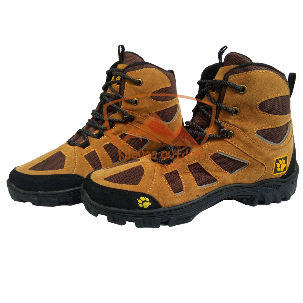 Sepatu Hiking Jack W0lfskin - Sepatu Outdoor JWS Middle Brown-Yellow