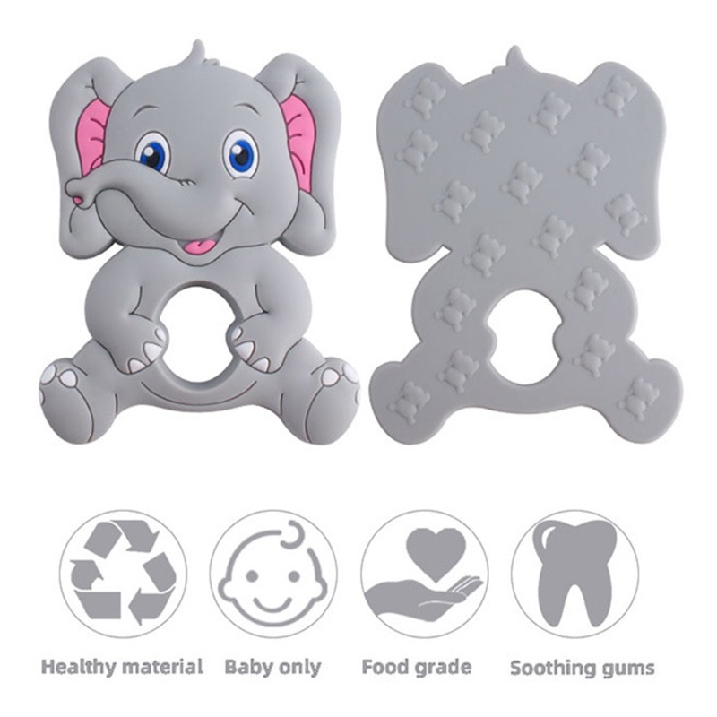 Mary Mainan Teether Bentuk Gajah Kartun Bahan Silikon Untuk Bayi