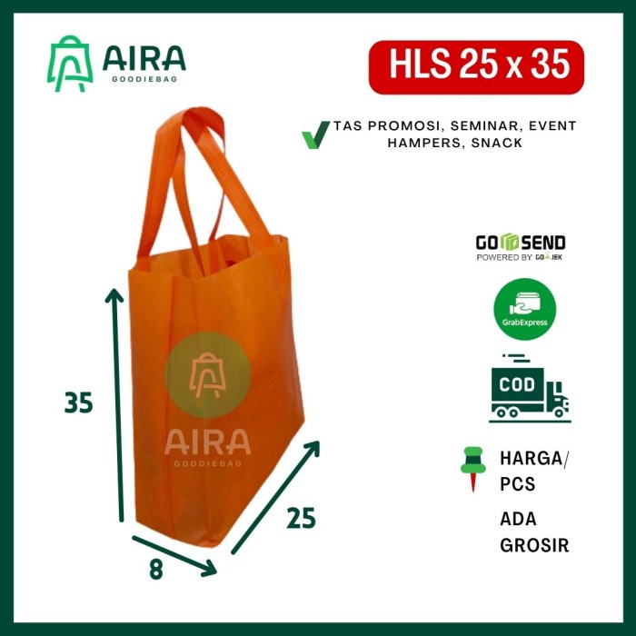 

NEW tas spunbond polos 25x35 tas kain handle lipat samping - Warna campur, pcs