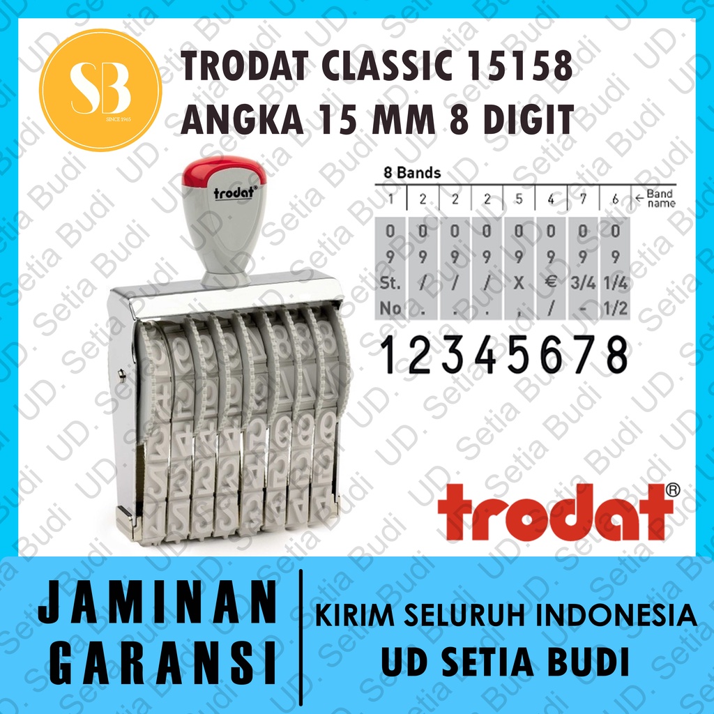 Stempel Trodat Classic 15158 Angka / Numbers 15 mm 8 digit