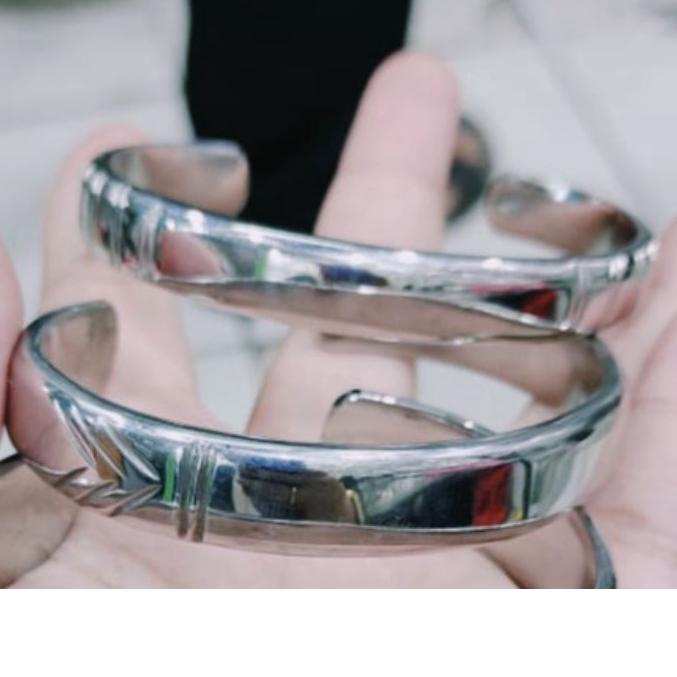 ✦✧PromoMenarik ✔️ Gelang tangan Plat Polos dan ukir Besi Putih Asli Ambon
