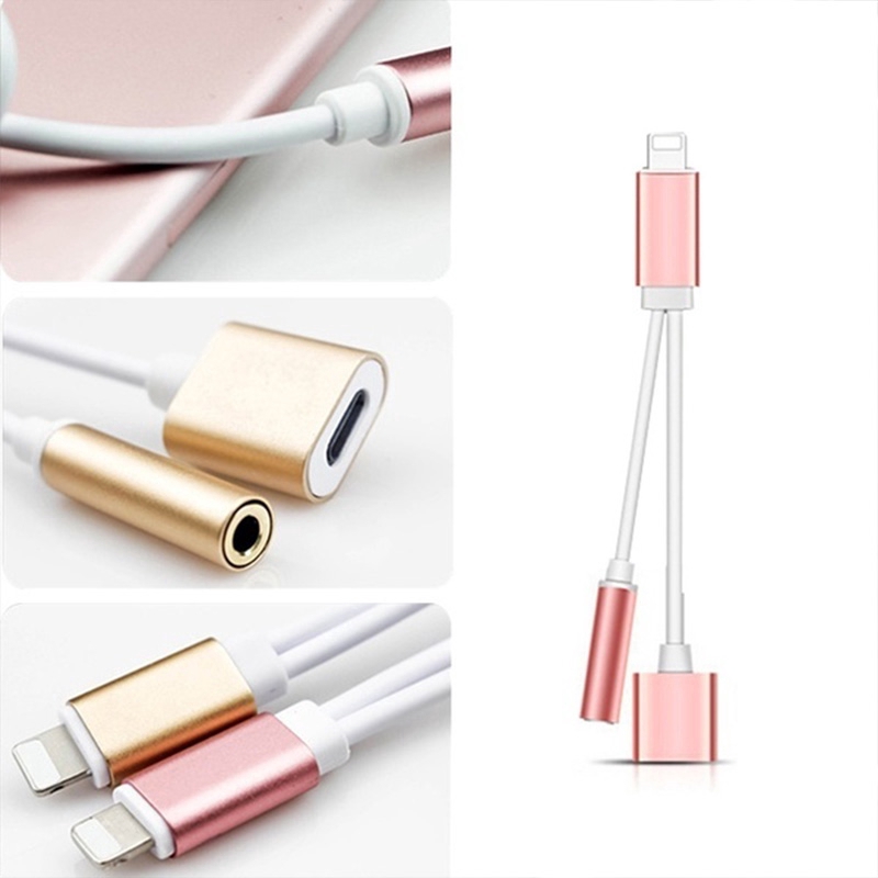 2 In 1 for Lighting To 3.5mm Earphone Audio Jack Charger Connector Cord for IPhone Splitter