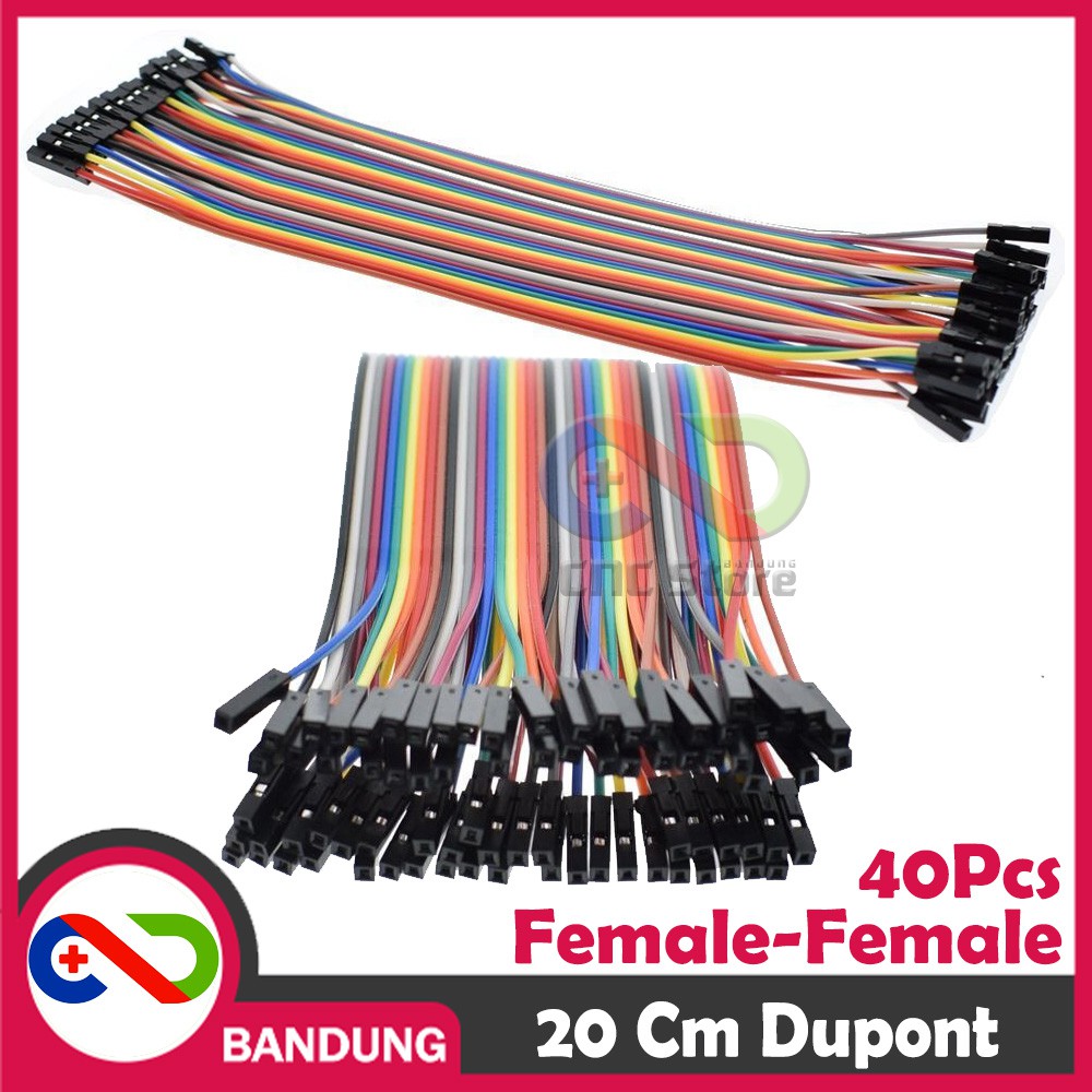 40PCS JUMPER CABLE KABEL 20CM FEMALE TO FEMALE DUPONT