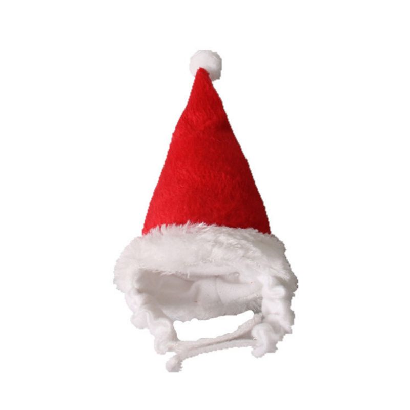 Topi Natal Hewan Peliharaan Topi Santa yang menggemaskan dengan Hiasan Kepala Pita Elastis untuk Hew