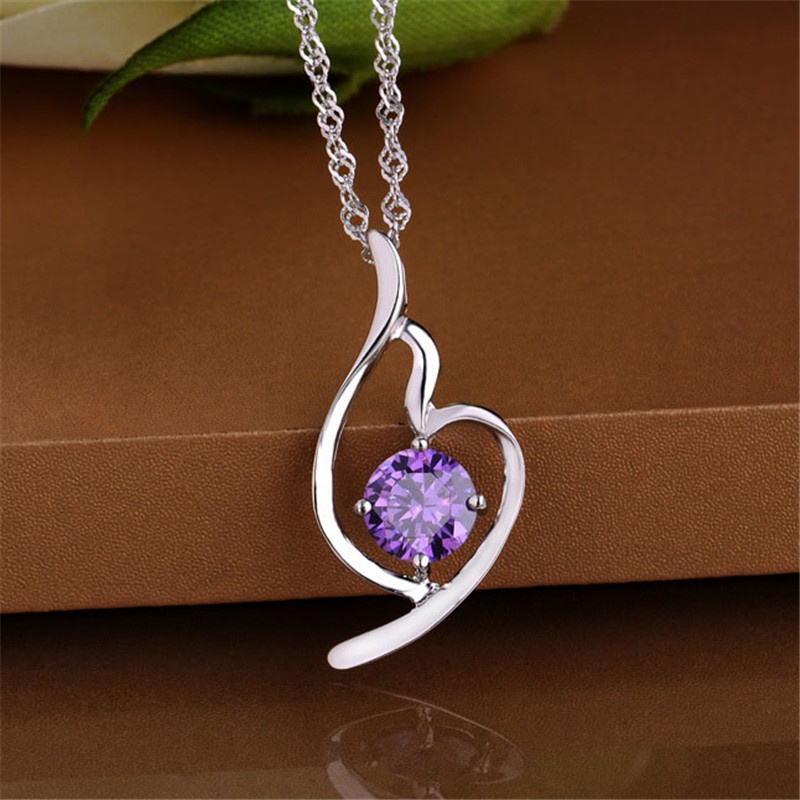 [Ready Stock]Fashion Silver Plated Diamond Simple Pendant Necklace