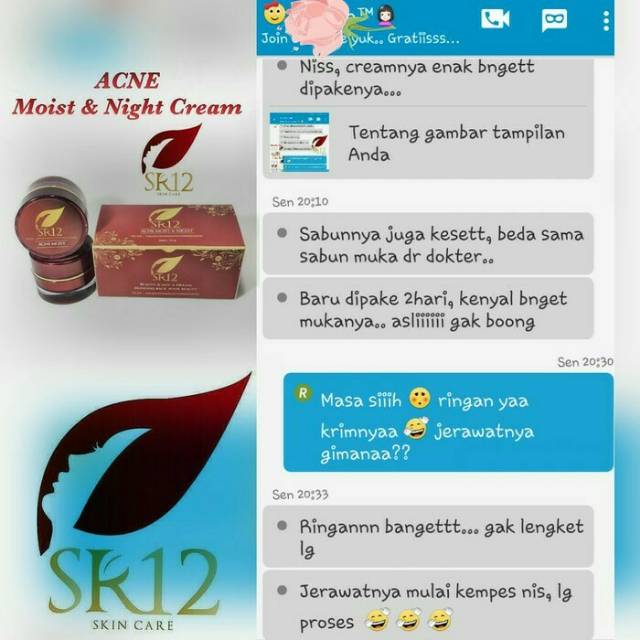 Acne Moist and Night krim siang dan malam SR12 BPOM ORIGINAL