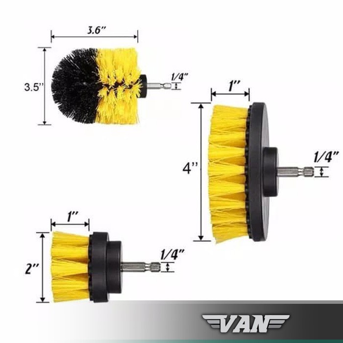 3 pcs Sikat Rotary Mesin Bor Refill Sikat Velg / Sikat Ban Karpet Lantai